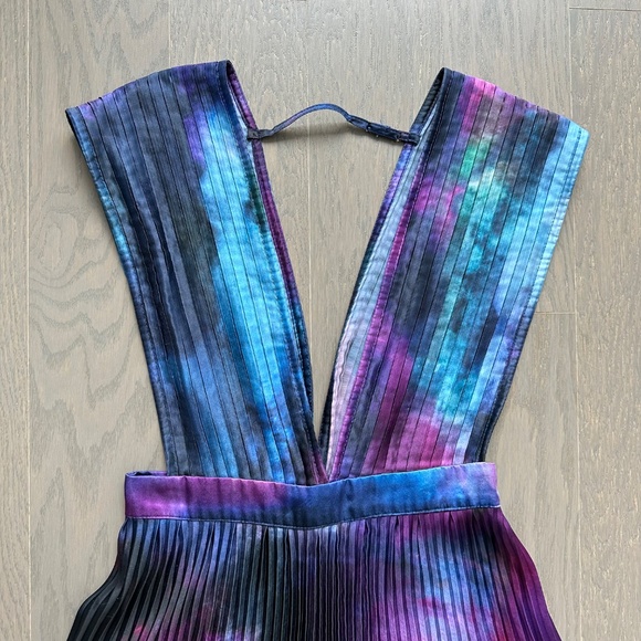 L'idee Gala Plisse Maxi Dress Gown Blue Purple Multi Tie Dye - US 6 - Tie Dye - Picture 6 of 11